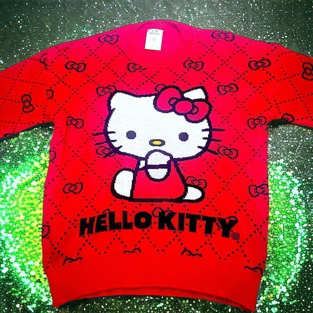 Sanrio red sitting Hello Kitty bows sweater